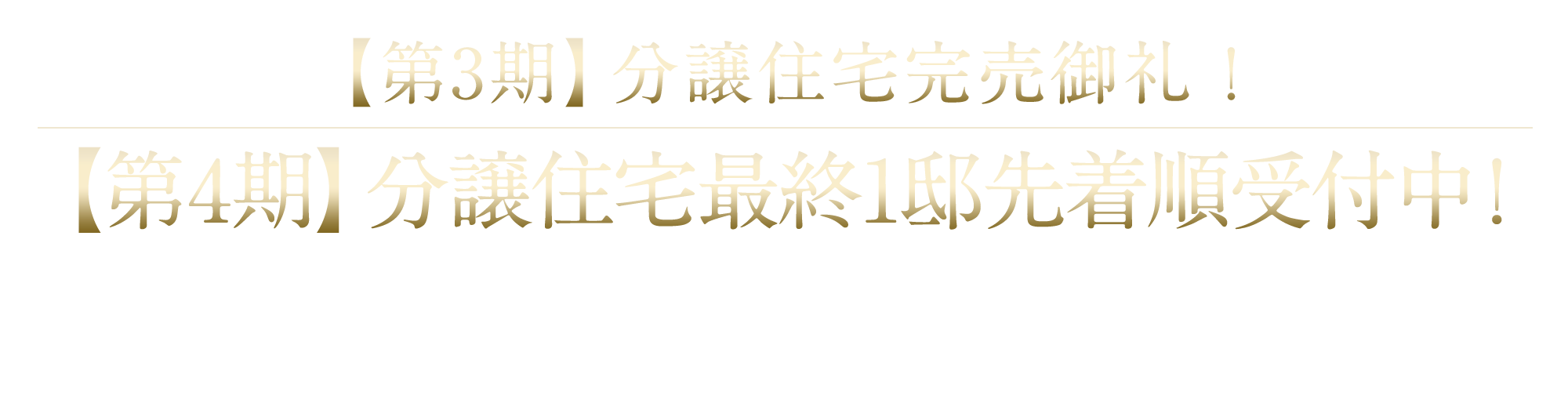 【第3期】分譲住宅完売御礼！【第4期】分譲住宅最終1邸先着順受付中！