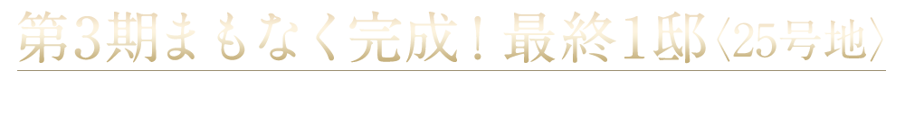 第3期まもなく完成！最終1邸【25号地】 完成前商談会にて先着申込受付開始！