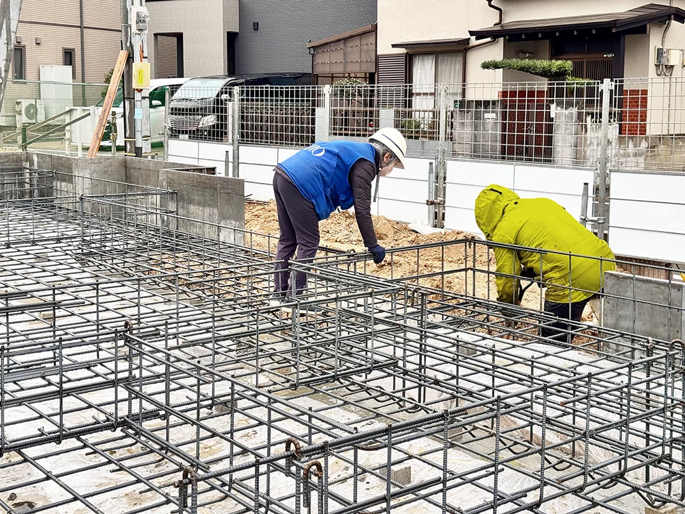 ＪＩＯ基礎配筋検査の様子