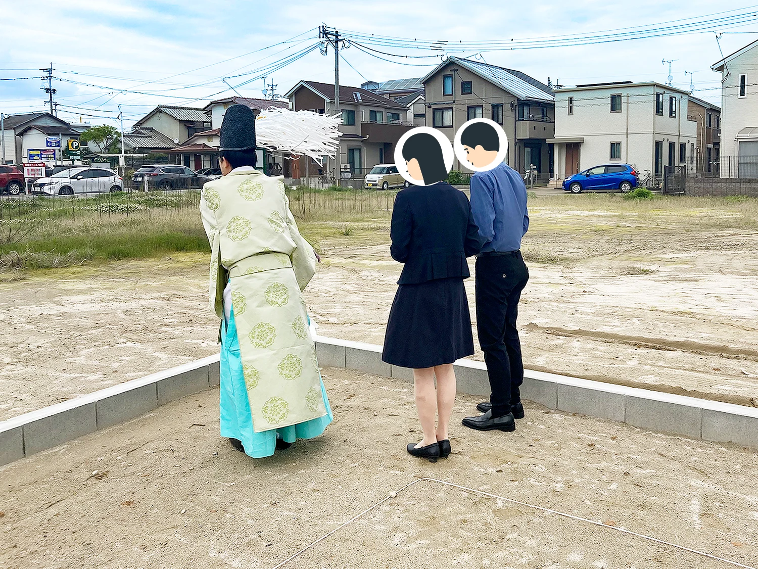 お施主様による四方祓いの様子