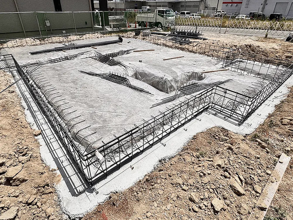 那珂川市「リビングに広がる 開放感を楽しむ家」建築現場